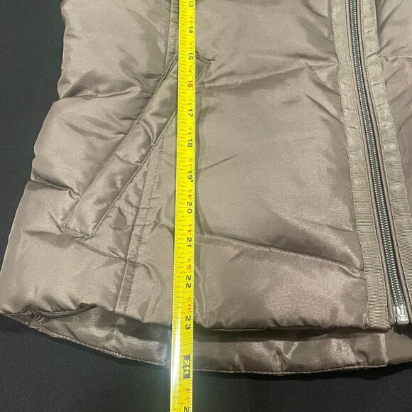 ~~ Lands End Down/Feathers Puffer Vest Sm Womens Zip Up Dark Brown Snap Pockets~ - Picture 6 of 16